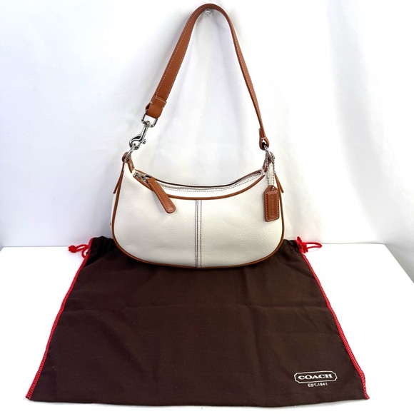 Coach Cream Tan Hampton 7593 Demi Mini Leather Shoulder Hobo Bag with Duster - Picture 1 of 12